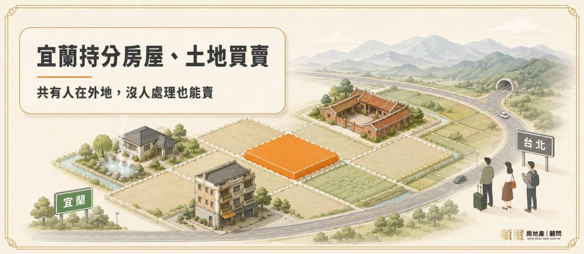 宜蘭持分土地、房屋買賣，共有人都在外地、沒人管也能處理
